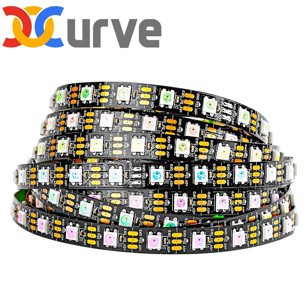 Emitting Color: Emitting Color7, Color: Brown - 1m/2m/5m WS2812B ECO 30/60/100/144 pixels/leds/m TV RGB Led Strip Light WS2812 IC Individually Addressable Black/White PCB DC5V