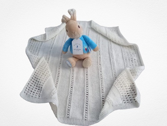 Merino Baby Blanket  | Cream | Handmade