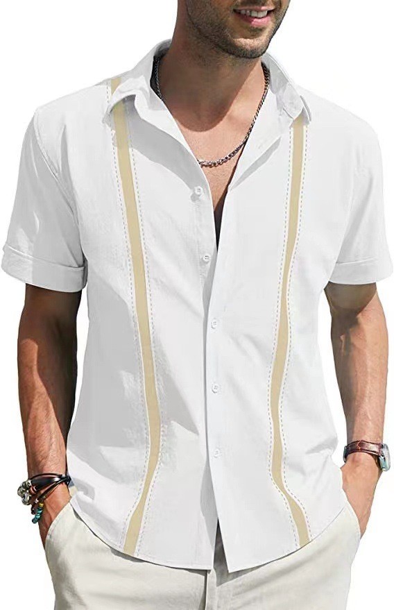 Men's Lapel Color Matching Shirt