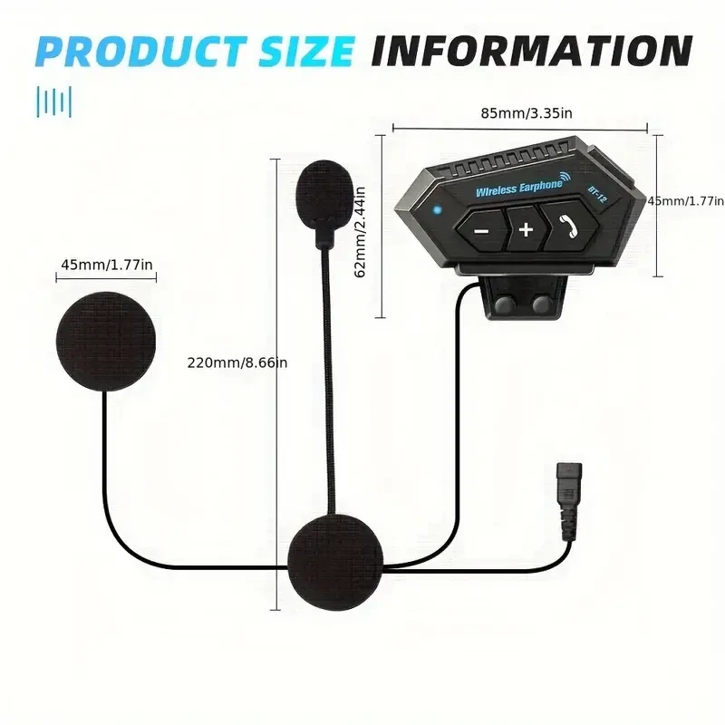 Wireless Motorcycle Helmet Headset – Hands-Free Call & Music Player