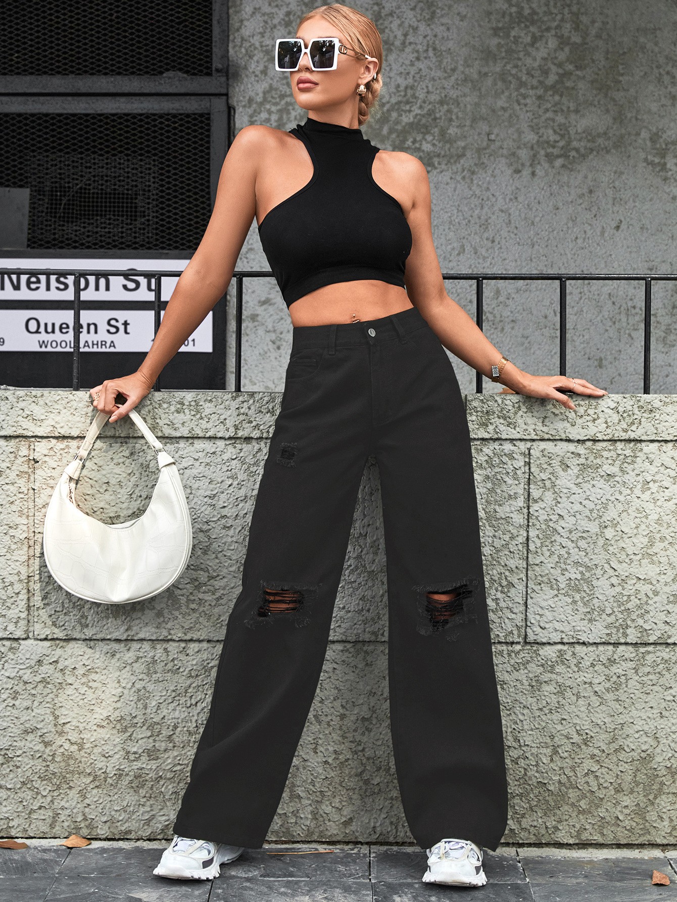 Women's High Waist Casual Denim Trousers