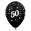Balloons Age 50 Black Metallic Pearl - Pack of 25