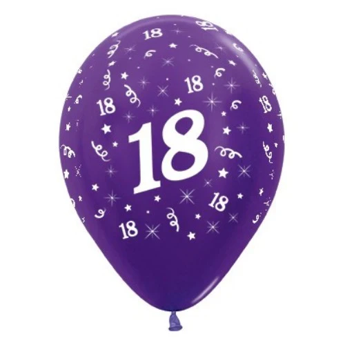 Balloons Age 18 Purple Violet Metallic Pearl - Pack of 25