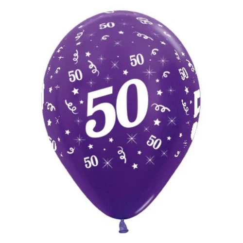 Balloons Age 50 Purple Violet Metallic Pearl - Pack of 25