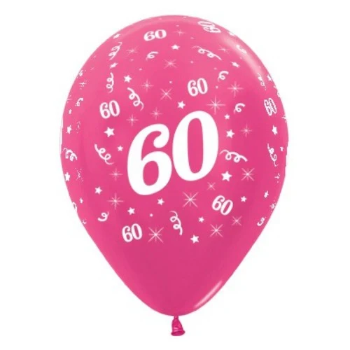 Balloons Age 60 Fuchsia Metallic Pearl - Pack of 25