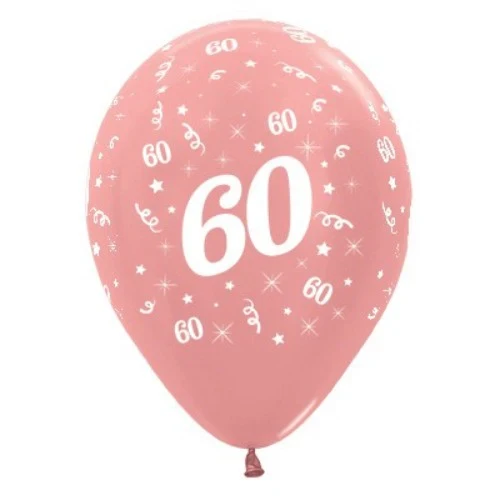Balloons Age 60 Gold Metallic Pearl - Pack of 25