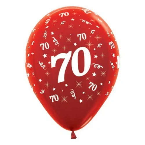 Balloons Age 70 Red Metallic Pearl - Pack of 25