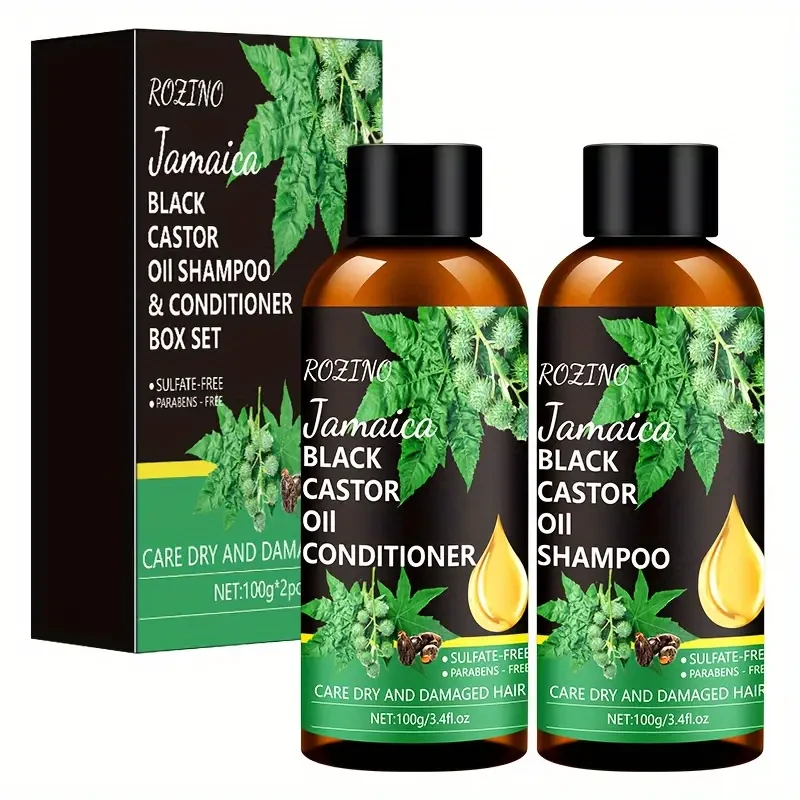 Jamaican Black Castor Shampoo And Conditioner Travel Set, Easy To Carry, Deep Clean And Condition Hair, Lasting Fragrance, Leaving Hair Naturally Fluffy, Light And Smooth, travel essential