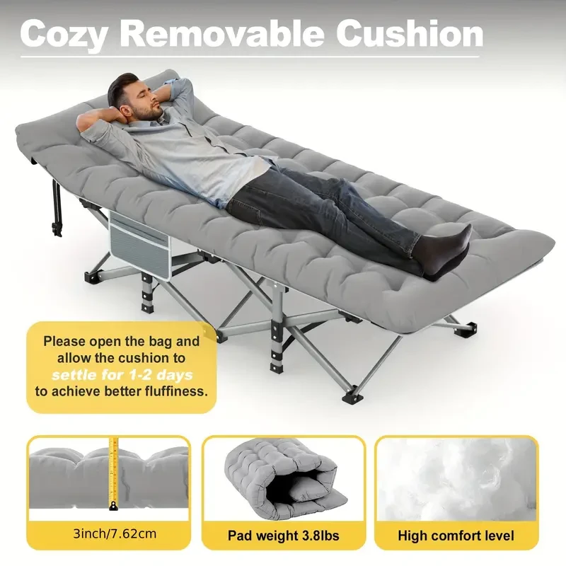Folding Camping Cot with Mattress, Sleeping Cots