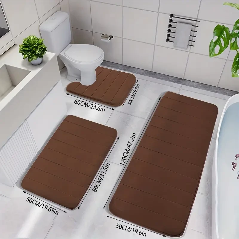 3pcs Luxurious Memory Foam Bath Mats