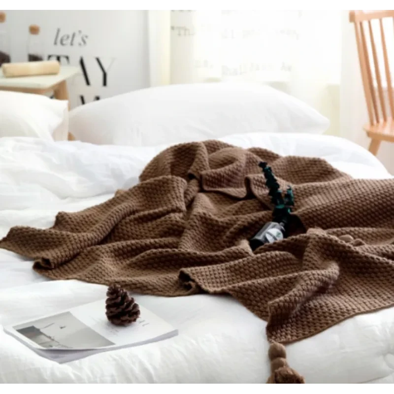 Nordic Fringe Knit Wool Blanket