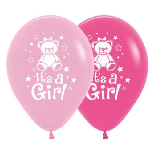 30cm It's A Girl Teddy Bubblegum Pink & Fuschia - Pack of 25