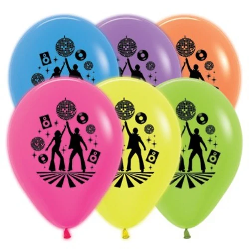 30cm Disco Theme Neon Assortment - Pack of 25