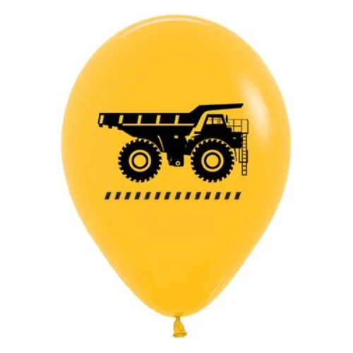 30cm Construction Trucks Yellow Fashion Latex Balloons - Pack of 25
