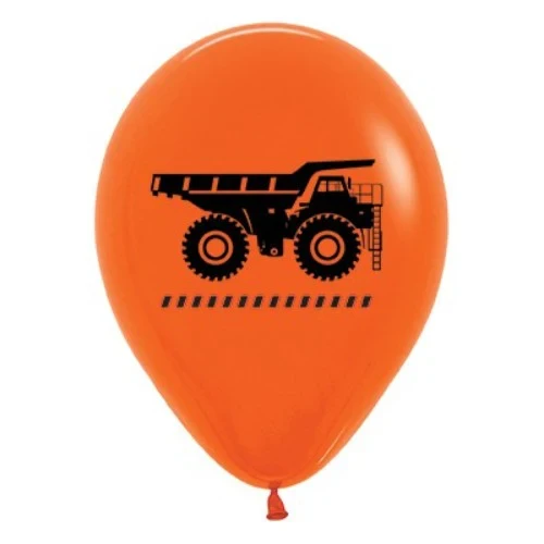 30cm Construction Trucks Orange Fashion Latex Balloons - Pack of 25