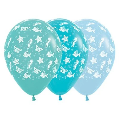 30cm Sea Creatures Aquamarine, Caribbean Blue & Blue - Pack of 25