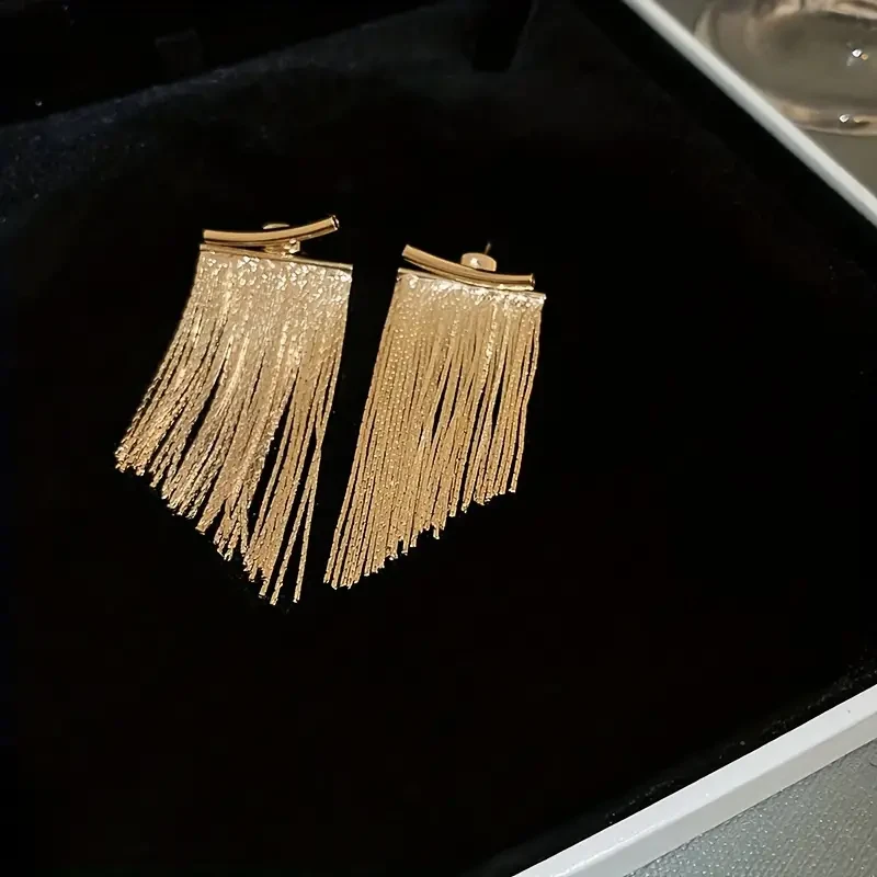 Golden Chain Tassel Dangle Earrings