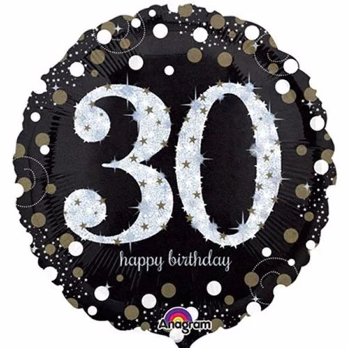 Balloon 45cm 30th Sparkling Happy Birthday Holographic