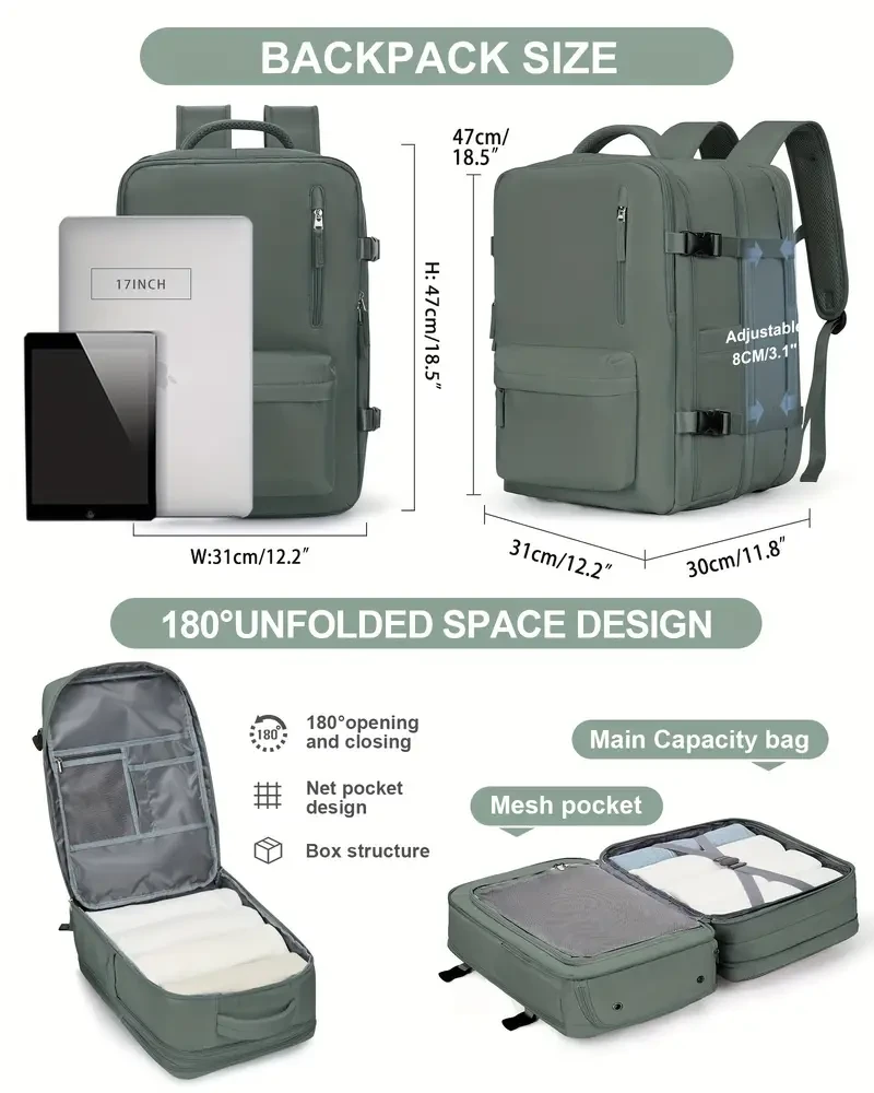 Extra Large Capacity Travel Backpack for 2024  Business Travel Storage Backpack