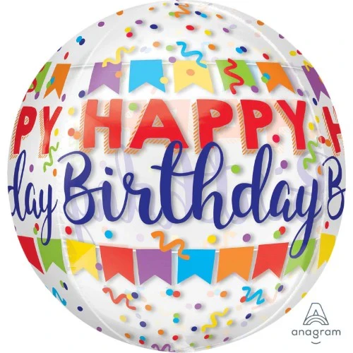 Balloon - Orbz Xl Clear Happy Birthday Banner Bash