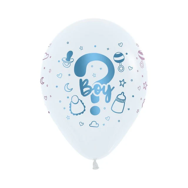 Balloon 30cm Metalink Guess Boy Or Girl Fashion White (Pack of 12)