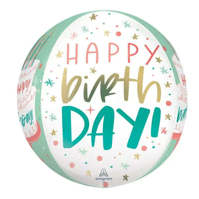 Foil Balloon - Orbz XL HBD Cake (40cm)