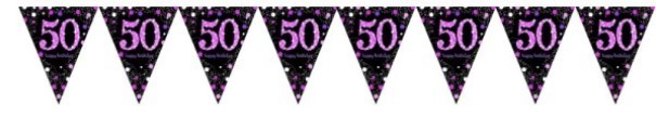 Sparkling Celebration 50 Prismatic Pennant Banner - Plastic