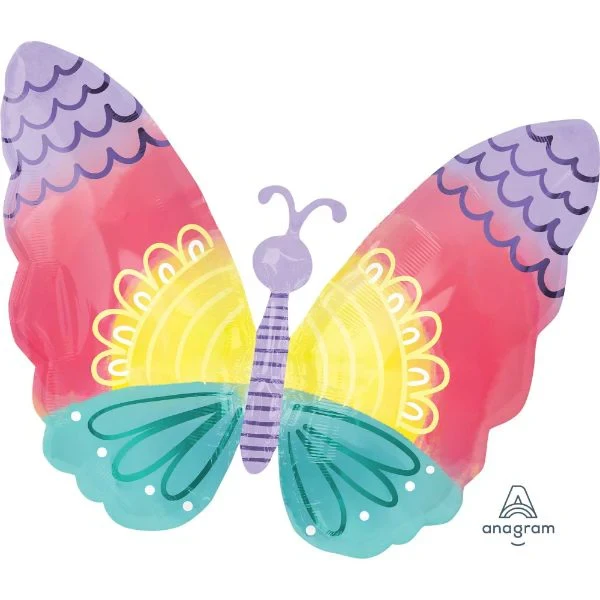 Balloon - Standard Shape XL Pastel Tie Dye Butterfly