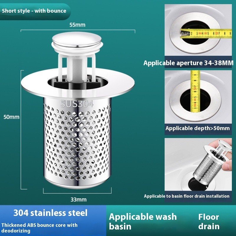 Wash Basin Leaking Plug Bounce Core Drainer Accessories With Strainer