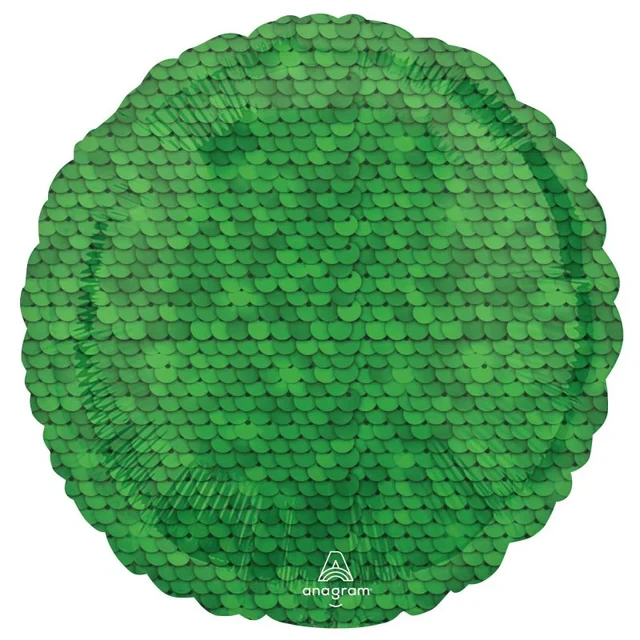 Foil Balloon - STD HX Forest Green Sequins (45cm)