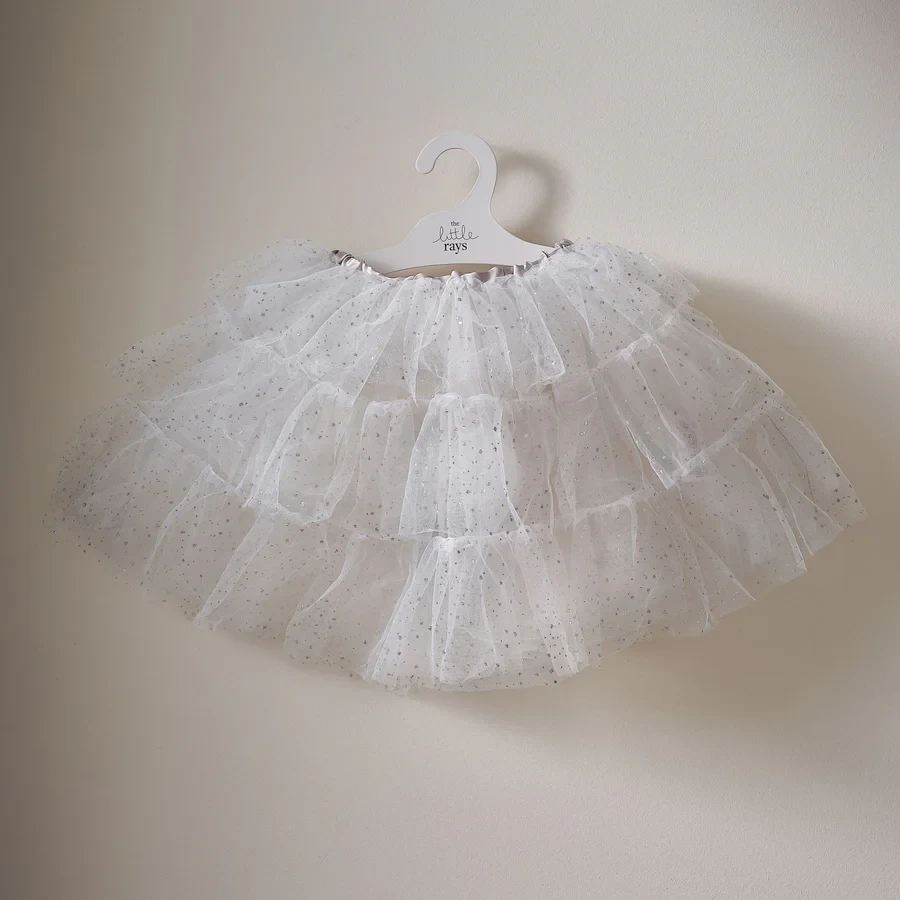 Fairy Princess Costume Tutu - Fancy Dress White & Silver Sparkle (3-5 Years)