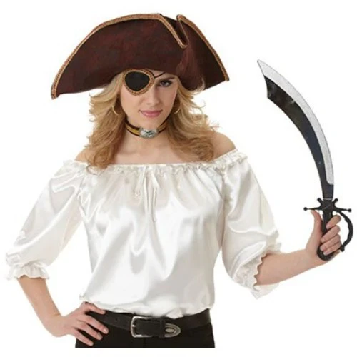 Pirate Ladie's Blouse White Ivory Satin