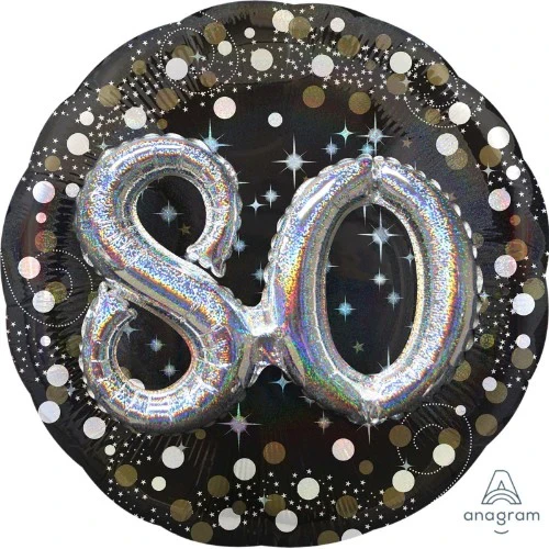 Balloons - Multi - Balloon Holographic Sparkling Birthday 80