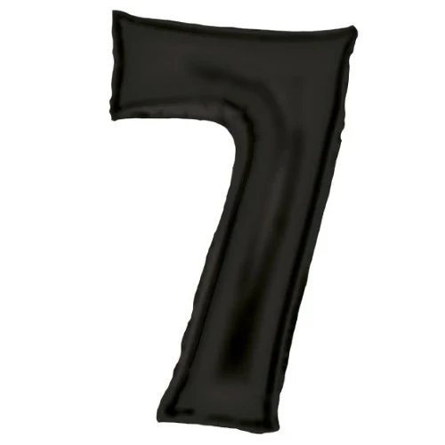 Large Number 7 Silk Lustre Black Foil Balloon 53cm w x 89cm h