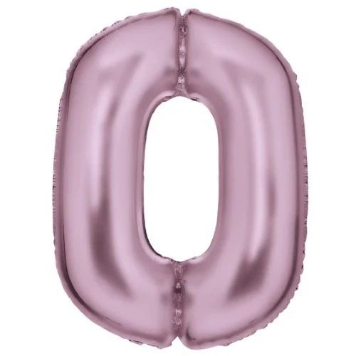 Large Number 0 Silk Lustre Pastel Pink Foil Balloon 64cm w x 90cm h