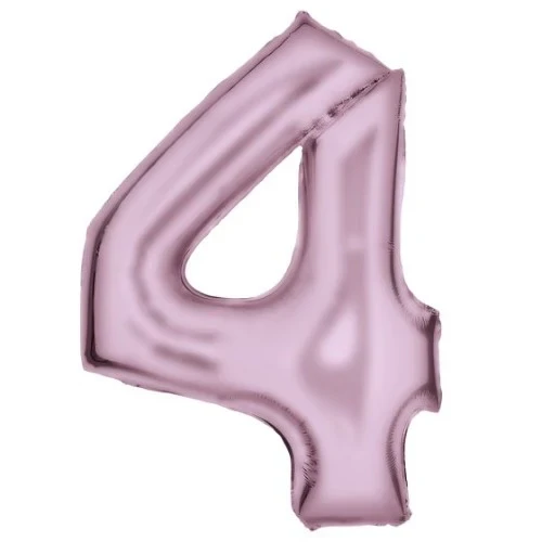 Large Number 4 Silk Lustre Pastel Pink Foil Balloon 66cm w x 93cm h
