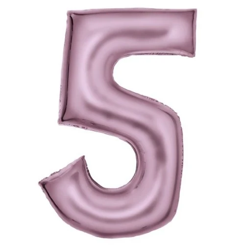 Large Number 5 Silk Lustre Pastel Pink Foil Balloon 56cm w x 89cm h