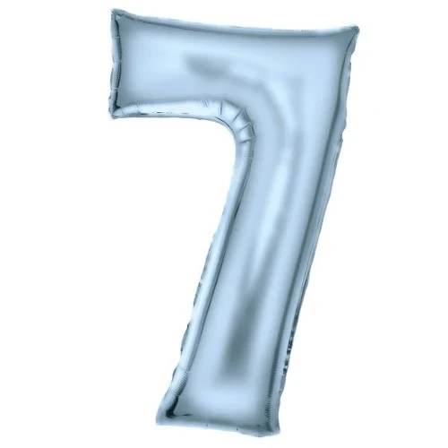 Large Number 7 Silk Lustre Pastel Blue Foil Balloon 53cm w x 89cm h