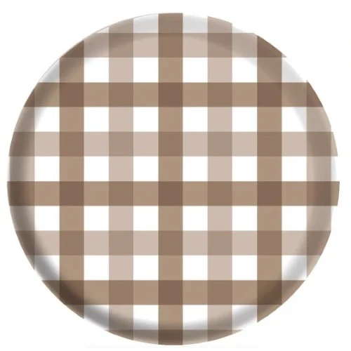 Gingham Melamine 17cm Plate Teddy Brown  - Pack of 4