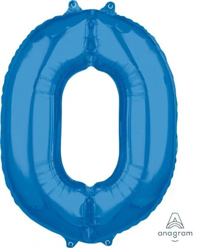 Numeral 0 Balloon Mid-Size Shape Blue