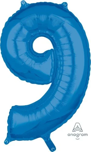 Numeral 9 Shape Balloon Mid-Size -  Blue