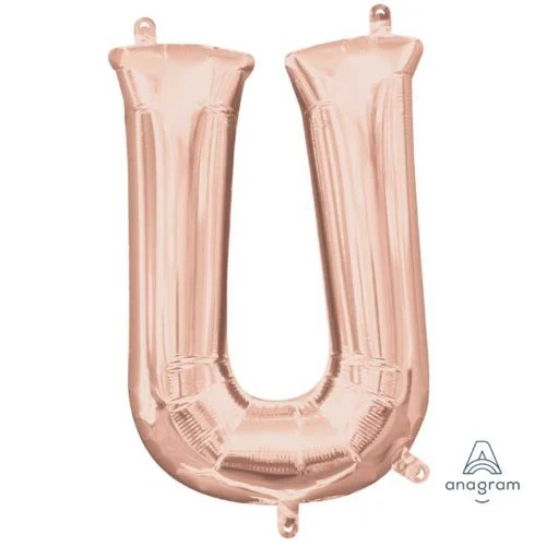 Foil Balloon - Letter U Rose Gold - 40cm