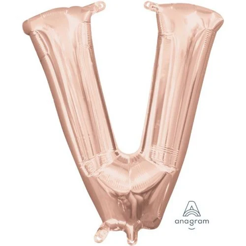 Foil Balloon - Letter V Rose Gold - 40cm