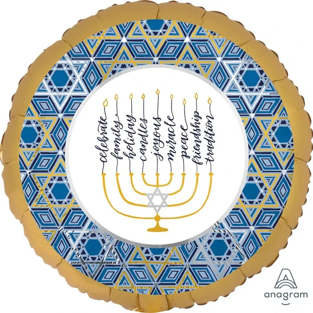 Foil Balloon - Xl Satin Infused Hanukkah Festival (45cm)