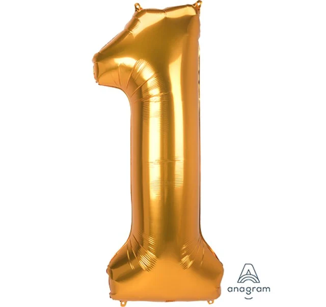 Foil Balloon - Supershape Jumbo Number 1 Gold 55cm X 134cm