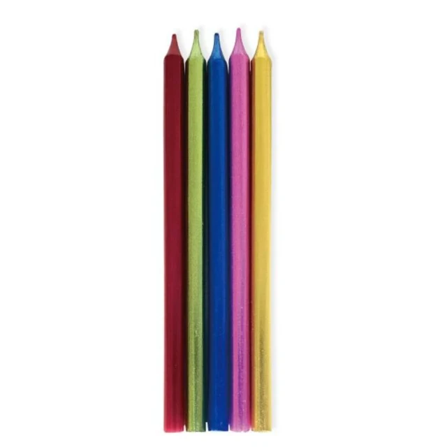 Rainbow Metallic Taper Candles - Pack of 10