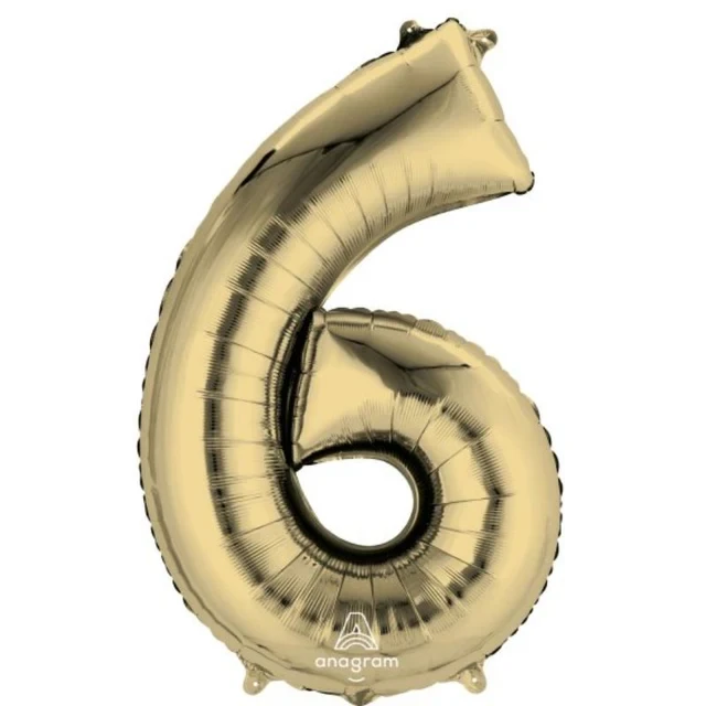 Balloon - SuperShape White Gold Numeral 6.