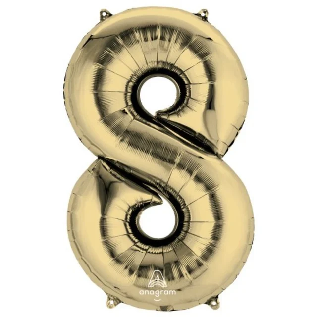 Balloon - SuperShape White Gold Numeral 8.