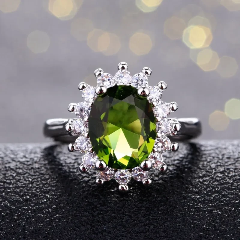 Elegant Oval Sunflower Zircon Ring  S925 Sterling Silver Statement Jewelry for Women
