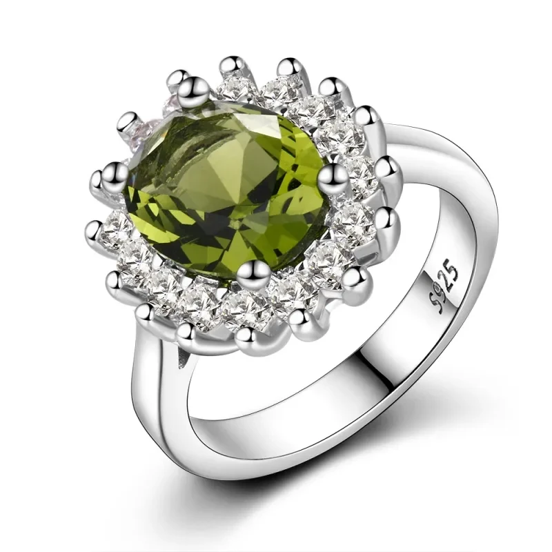 Elegant Oval Sunflower Zircon Ring  S925 Sterling Silver Statement Jewelry for Women
